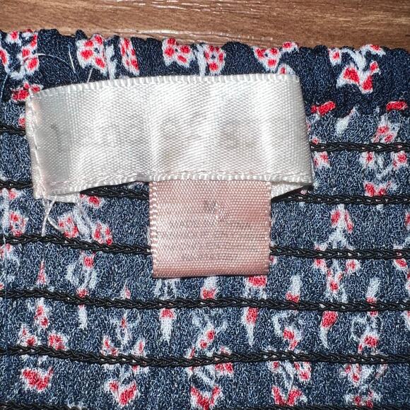 Band of Gypsies Blue Floral Crop Top Sweetheart Bustier Cami Boho Tank Medium - Picture 4 of 6